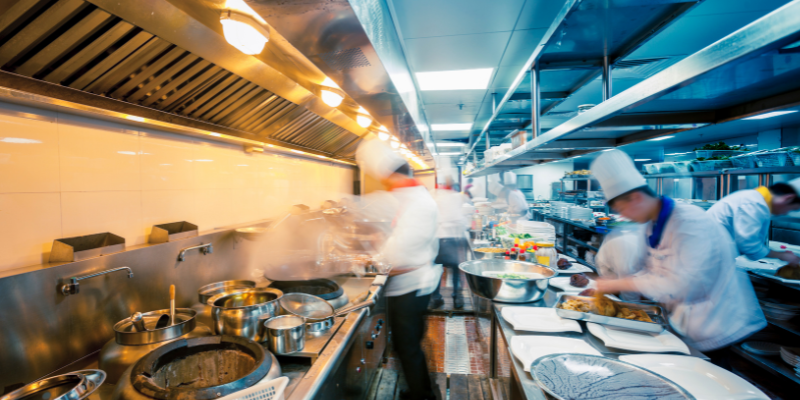 commercial kitchen supply. chefs at work